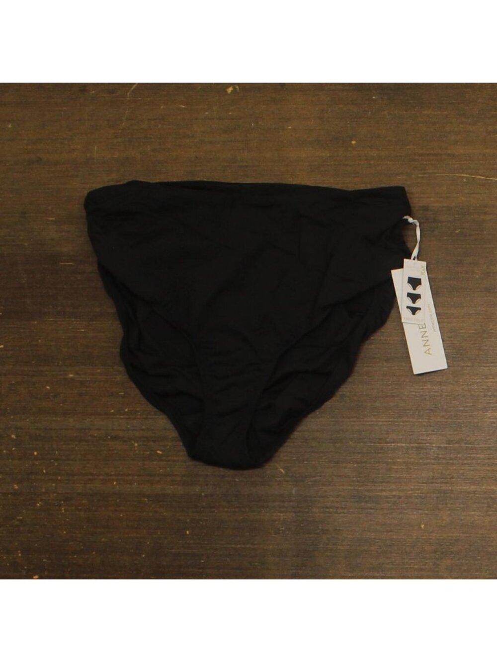 Anne Cole Womens High Waist to Fold Over Shirred Bikini Bottom Swimsuit Black M